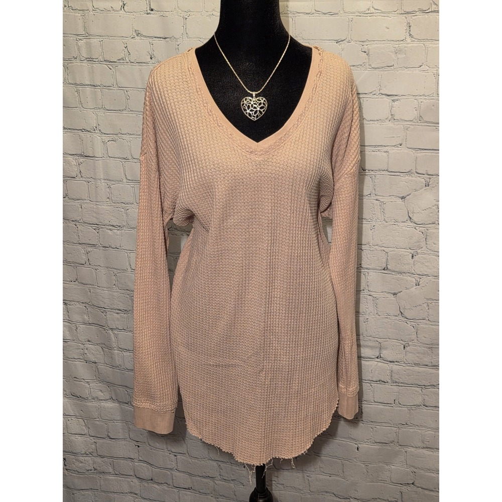 Altar'd State Womens Sz M (Oversized) Waffle Knit Tunic Top Dusty Rose